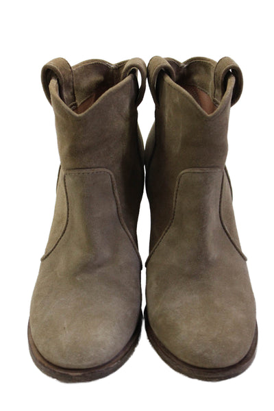 Laurence Dacade Womens Slip On Block Heel Ankle Booties Brown Suede Size 36