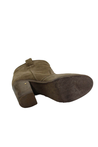 Laurence Dacade Womens Slip On Block Heel Ankle Booties Brown Suede Size 36