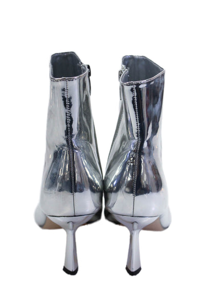 Nine West Womens Metallic Pointed Toe Ankle Boots Silver Size 9M