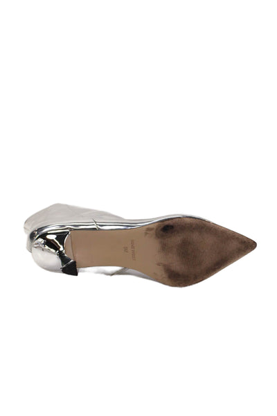 Nine West Womens Metallic Pointed Toe Ankle Boots Silver Size 9M