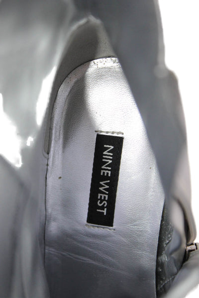 Nine West Womens Metallic Pointed Toe Ankle Boots Silver Size 9M