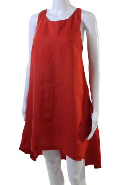 Banana Republic, Women Red Trapeze Swing Tank Dress 100% Linen Size 2P