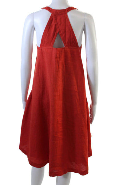 Banana Republic, Women Red Trapeze Swing Tank Dress 100% Linen Size 2P