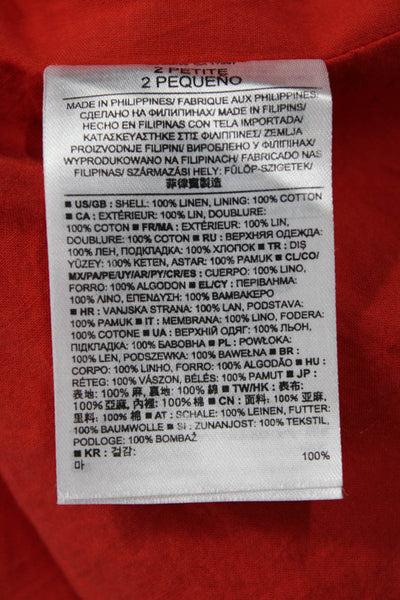 Banana Republic, Women Red Trapeze Swing Tank Dress 100% Linen Size 2P