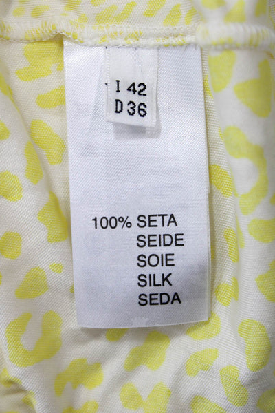 Blumarine Womens Off-Shoulder Animal Print Silk Tunic White Size 42