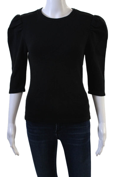 Jonathan Simkhai Womens Puff Sleeve Pullover Knit Sweater Black Size 32