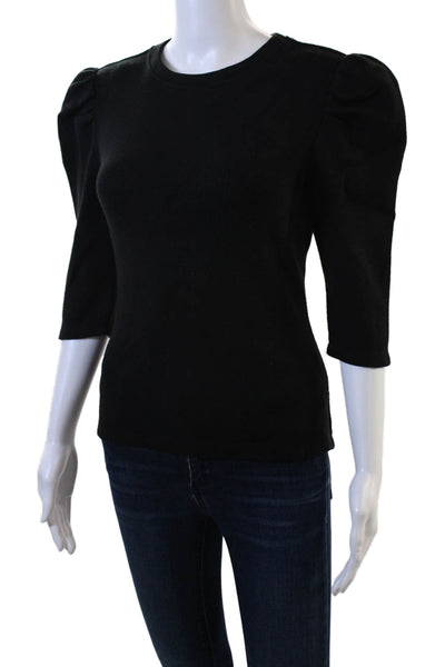 Jonathan Simkhai Womens Puff Sleeve Pullover Knit Sweater Black Size 32