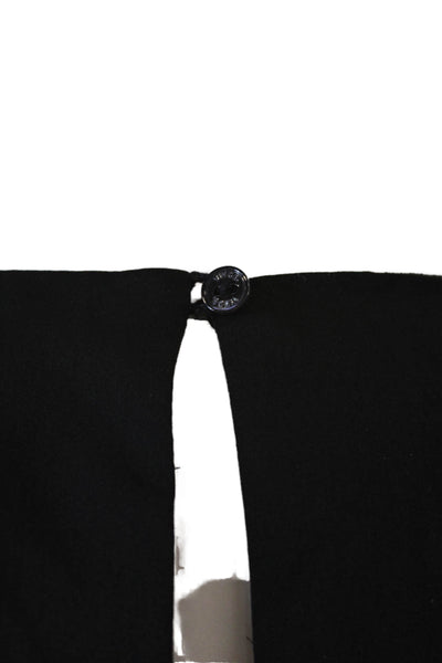 Vince Women Shift Dress Black Graphic Crew Neck Short Sleeve Button Size 4