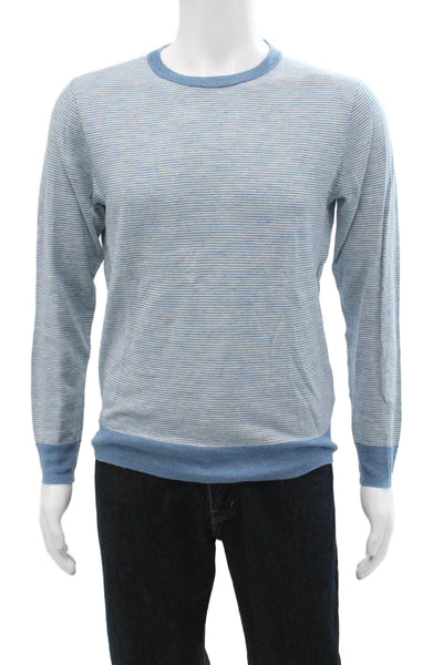 J Crew Mens Striped Pullover Knit Crew Neck Sweater Blue Size S