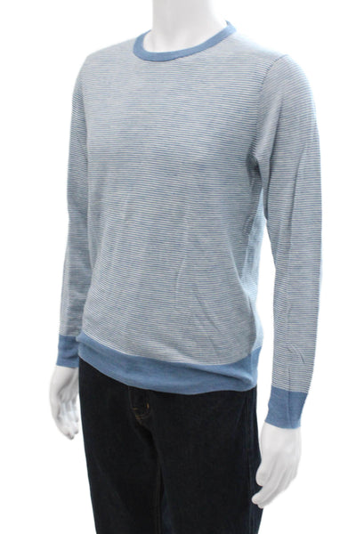 J Crew Mens Striped Pullover Knit Crew Neck Sweater Blue Size S