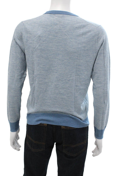J Crew Mens Striped Pullover Knit Crew Neck Sweater Blue Size S
