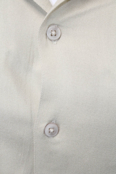 ONIA Mens Beige Collared Short Sleeve Viscose Button-Up Shirt Size S