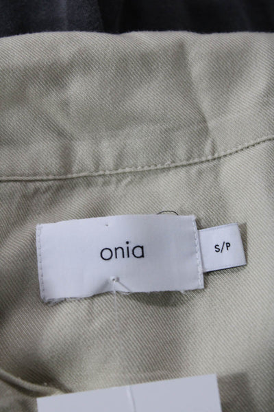 ONIA Mens Beige Collared Short Sleeve Viscose Button-Up Shirt Size S