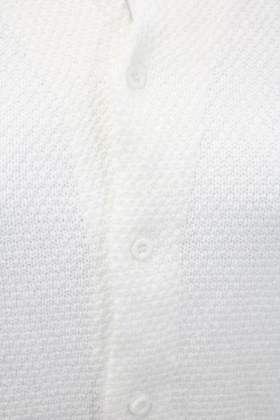 ONIA Women White Collared Short Sleeve Button-Up Top Petite Size S