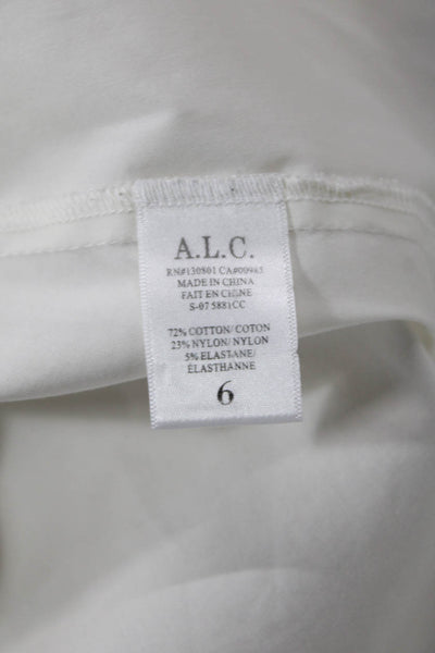 ALC Women Basic White Collared Button-Up Blouse Long Sleeve Size 6