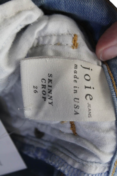 Joie Women Cropped Skinny Jeans Light Blue Low Rise Size 26