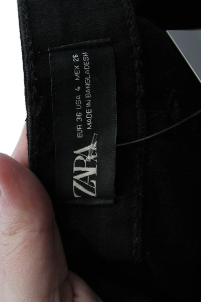 Zara Women Ankle Skinny Jeggings Black Mid Rise Size 4