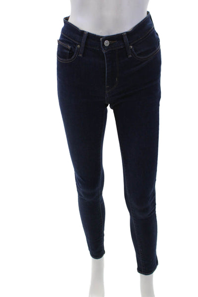 Levis Women Ankle Skinny Jeans Dark Blue Low Rise Solid Size 26