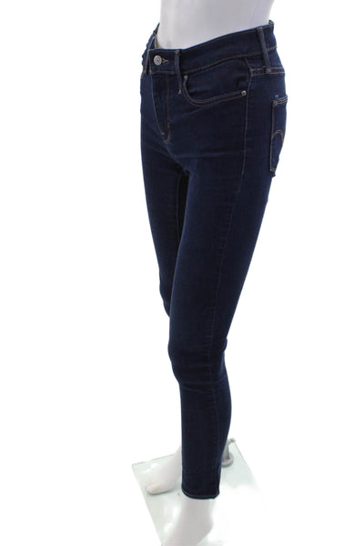 Levis Women Ankle Skinny Jeans Dark Blue Low Rise Solid Size 26