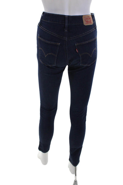 Levis Women Ankle Skinny Jeans Dark Blue Low Rise Solid Size 26