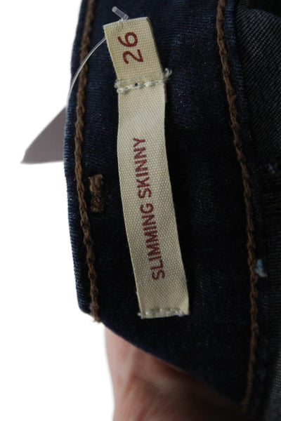Levis Women Ankle Skinny Jeans Dark Blue Low Rise Solid Size 26