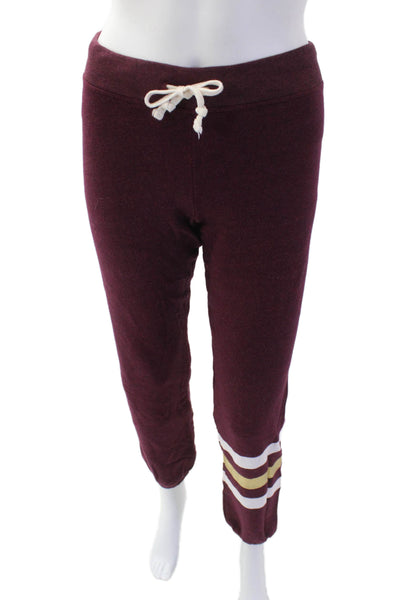 Sundry Women's Drawstring Waist Tapered Leg Jogger Pants Striped Burgundy Size 1