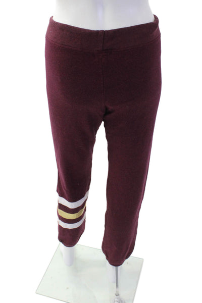 Sundry Women's Drawstring Waist Tapered Leg Jogger Pants Striped Burgundy Size 1