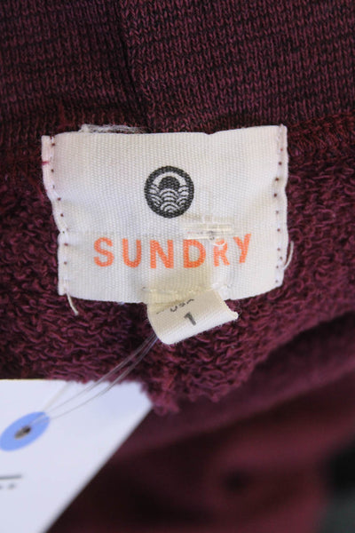Sundry Women's Drawstring Waist Tapered Leg Jogger Pants Striped Burgundy Size 1