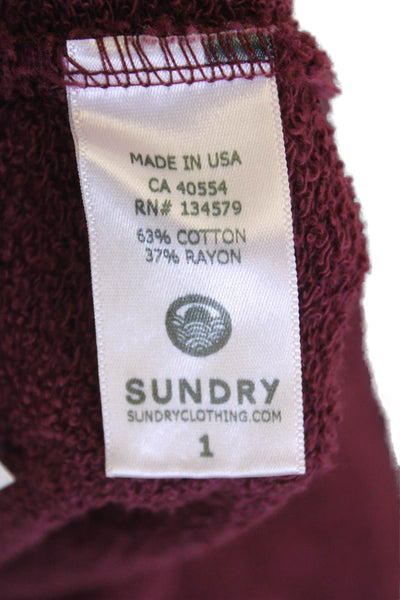 Sundry Women's Drawstring Waist Tapered Leg Jogger Pants Striped Burgundy Size 1