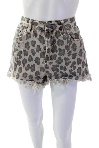 Blank NYC Womens Animal Print The Barrow High Rise Shorts Beige Size EUR 30
