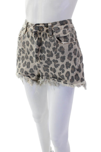 Blank NYC Womens Animal Print The Barrow High Rise Shorts Beige Size EUR 30
