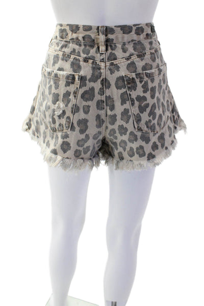 Blank NYC Womens Animal Print The Barrow High Rise Shorts Beige Size EUR 30