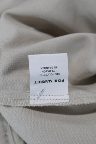 Pixie Market Women's Pleated Front Button Wide Leg Dress Pants Beige Size M