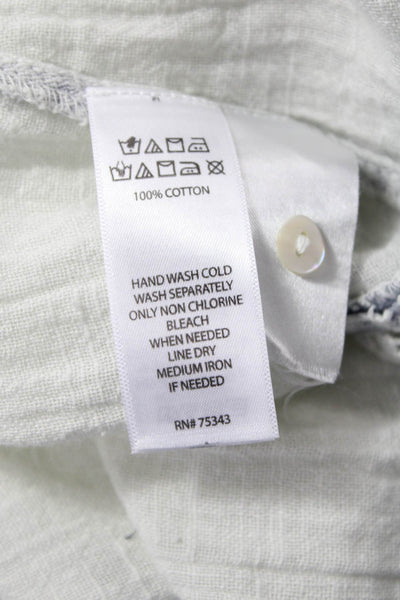 Rachel Zoe Women Boho V-Neck 3/4 Sleeve Cotton Tunic Blouse White Size M