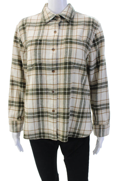 Jenni Kayne Womens Textured Long Sleeve Plaid Print Sweater Nude Size XS