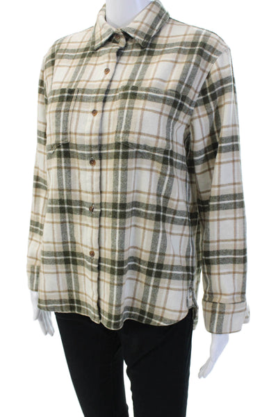 Jenni Kayne Womens Textured Long Sleeve Plaid Print Sweater Nude Size XS