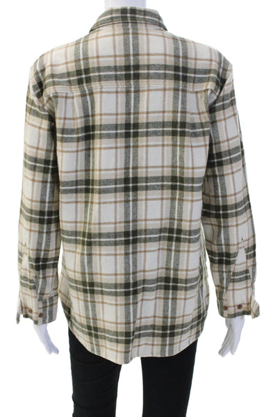 Jenni Kayne Womens Textured Long Sleeve Plaid Print Sweater Nude Size XS