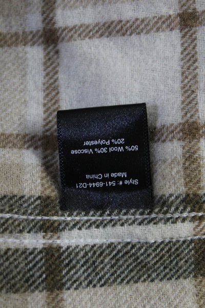 Jenni Kayne Womens Textured Long Sleeve Plaid Print Sweater Nude Size XS