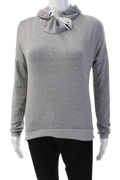 Stateside Women Gray High Neck Pullover Sweatshirt Drawstring Size XS