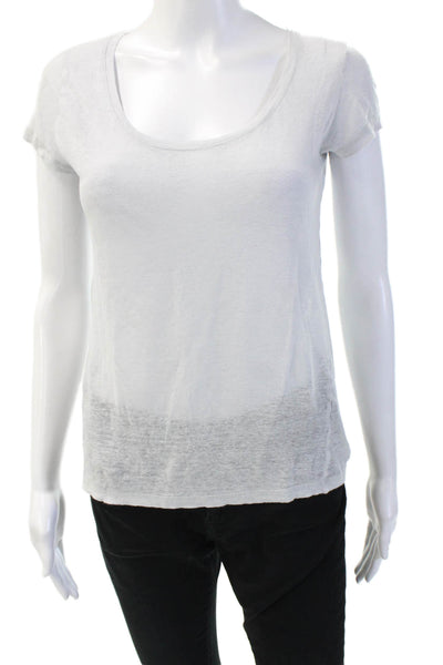 Majestic Filatures Womens Basic Jersey T-Shirt White 100% Linen Size XS