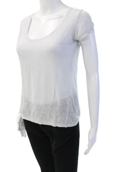 Majestic Filatures Womens Basic Jersey T-Shirt White 100% Linen Size XS