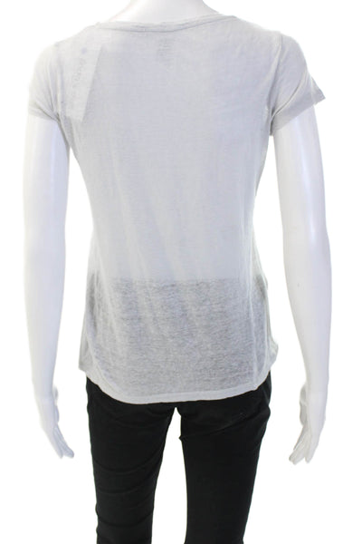 Majestic Filatures Womens Basic Jersey T-Shirt White 100% Linen Size XS