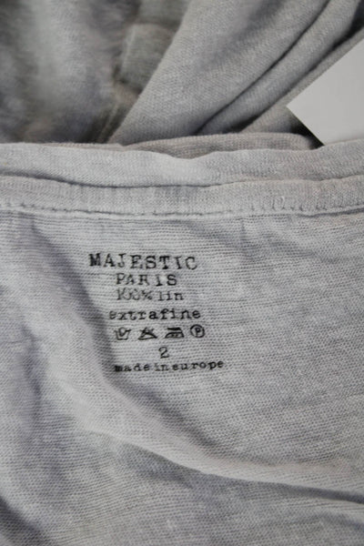 Majestic Filatures Womens Basic Jersey T-Shirt White 100% Linen Size XS