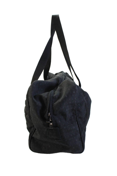 Sonia Rykiel Womens Monogram Print Zippered Duffle Handbag Black
