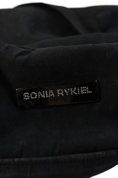 Sonia Rykiel Womens Monogram Print Zippered Duffle Handbag Black