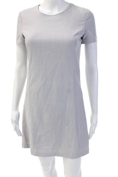 Theory Women A-Line Shift Gray Short Sleeve Dress Round Neck Size 0
