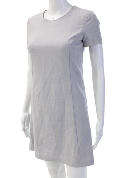 Theory Women A-Line Shift Gray Short Sleeve Dress Round Neck Size 0