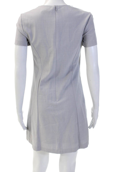 Theory Women A-Line Shift Gray Short Sleeve Dress Round Neck Size 0