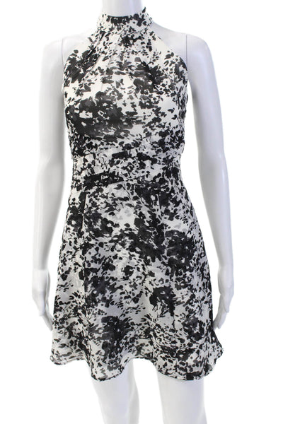 White House Black Market Women Fit & Flare Dress Black Floral Sleeveless Size 00