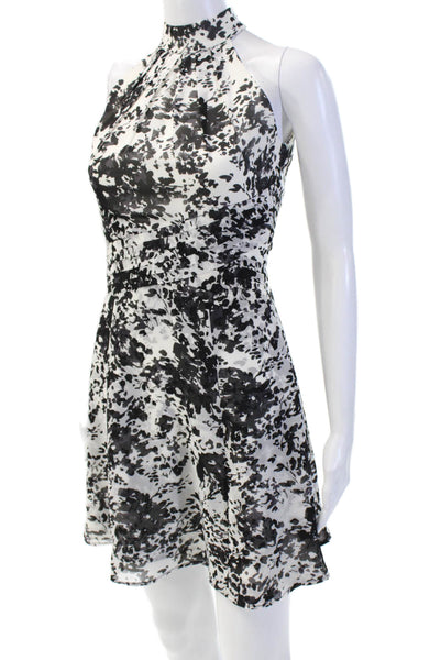 White House Black Market Women Fit & Flare Dress Black Floral Sleeveless Size 00